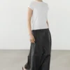 Nappa Leather Midi Skirt with Seams