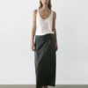 Nappa Leather Midi Skirt with Seams