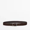 Nubuck Leather Belt with Oval Buckle