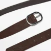 Nubuck Leather Belt with Oval Buckle