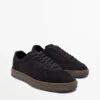 Nubuck Trainers with Contrast Sole