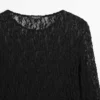 Openwork Knit Top with Long Sleeves and Lace