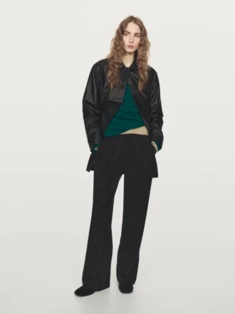 Pinstripe Wide-Leg Trousers