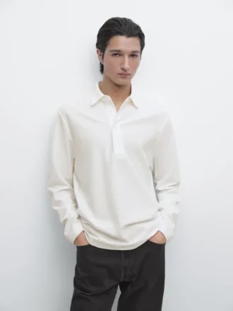 Piqua Polo Shirt with Long Sleeves and Placket Detail