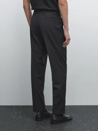 Plain Wool Suit Trousers