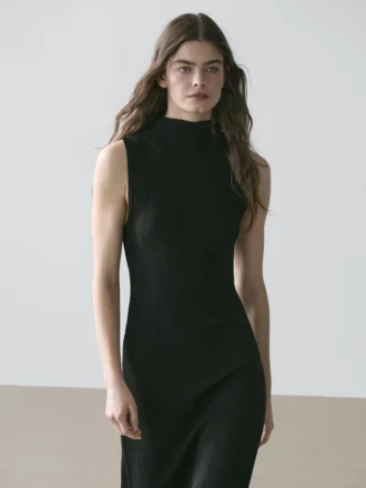 Pleated Midi Dress with Ruffles