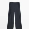 Pleated Wool Blend Trousers