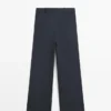 Pleated Wool Blend Trousers
