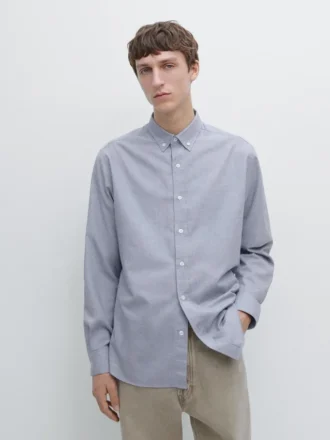 Regular-Fit Melange Cotton Shirt