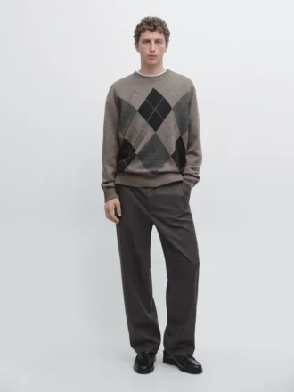 Relaxed Fit Wool Blend Trousers