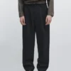 Relaxed Fit Wool Blend Trousers with Darts