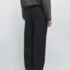 Relaxed Fit Wool Blend Trousers with Darts