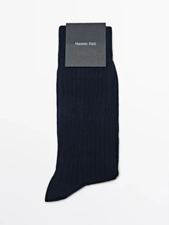Ribbed Cotton Blend Socks
