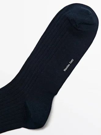 Ribbed Cotton Blend Socks