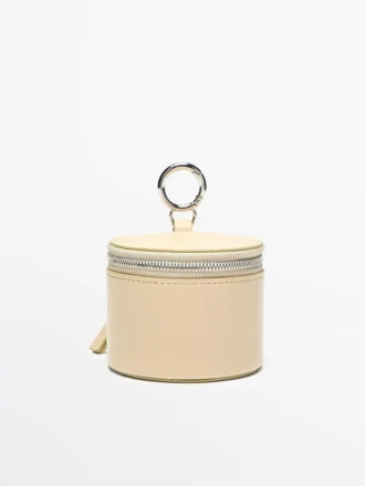 Round Nappa Leather Bag with Rhinestones