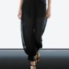 Semi-Sheer Sarouel Trousers with Button Details