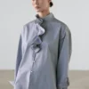 Shirt with Ruffled Collar Detail