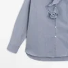 Shirt with Ruffled Collar Detail