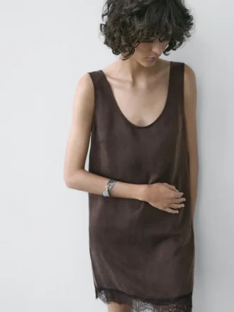 Short Flowing Dress with Lace Detail