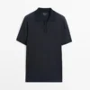 Short Sleeve Textured Knit Polo Shirt