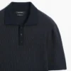 Short Sleeve Textured Knit Polo Shirt