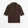 Short Sleeve Wool Blend Knit Polo Shirt