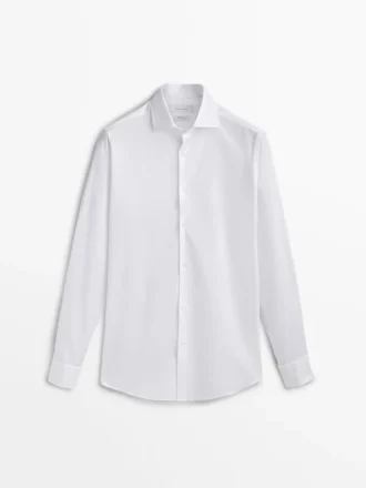 Slim Fit Cotton Shirt with Double Cuffs