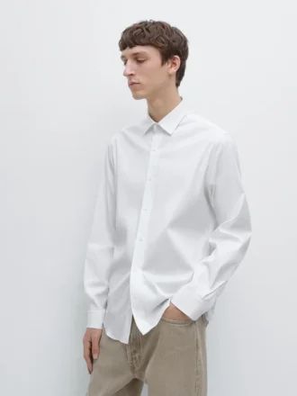 Slim Fit Stretch Cotton Blend Shirt