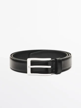 Smart Nappa Leather Belt with Topstitching