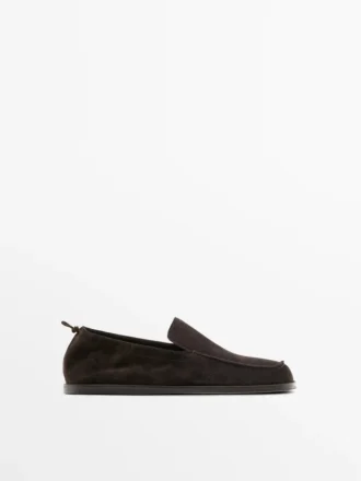 Soft Leather Loafers with Gathered Detail