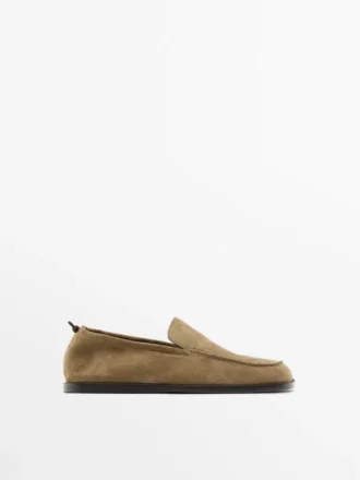 Soft Leather Loafers with Gathered Detail