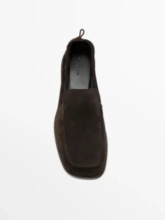 Soft Leather Loafers with Gathered Detail