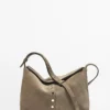 Split Leather Bag with Stud Details
