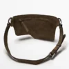 Split Leather Double Compartment Belt Bag