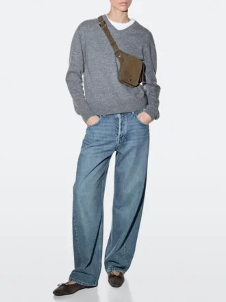 Split Leather Double Compartment Belt Bag