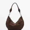 Split Leather Half-Moon Bag