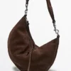 Split Leather Half-Moon Bag