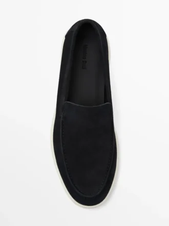 Split Leather Loafers with Moc Toe