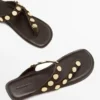 Split Leather Sandals with Studs