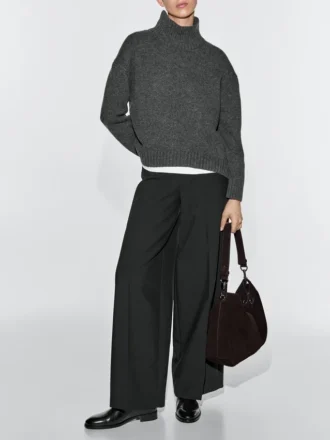 Split Suede Leather Bag with Eyelets