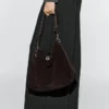 Split Suede Leather Bag with Eyelets