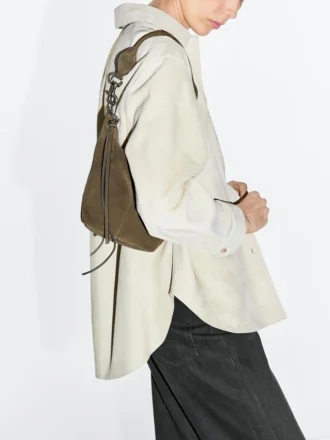 Split Suede Leather Bucket Bag