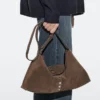 Split Suede Leather Bucket Bag