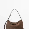 Split Suede Leather Bucket Bag