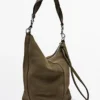 Split Suede Leather Bucket Bag