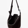 Split Suede Leather Bucket Bag