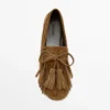 Split Suede Loafers with Fringing and Tassels