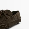 Split Suede Loafers with Fringing and Tassels