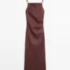 Strappy Stretch Linen Blend Midi Dress