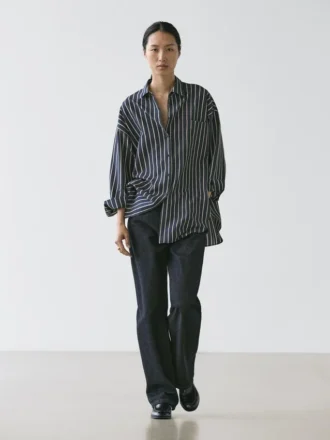 Striped Flowing Shirt with Pocket Detail